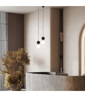 Galara Globe Slim Pendant Ceiling Light Sandy Black-Brass-Black Marble 1XG9-2