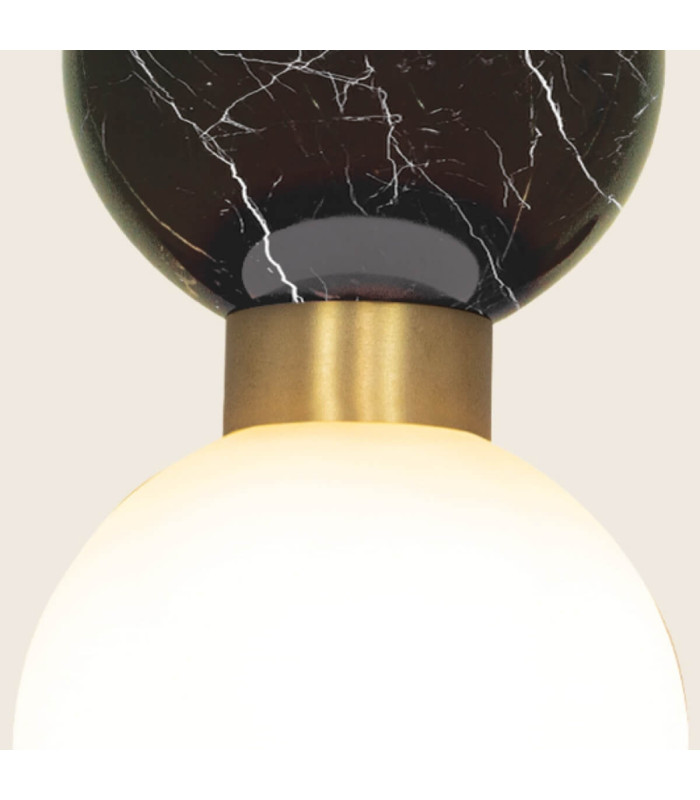 Galara Globe Slim Pendant Ceiling Light Sandy Black-Brass-Black Marble 1XG9-4