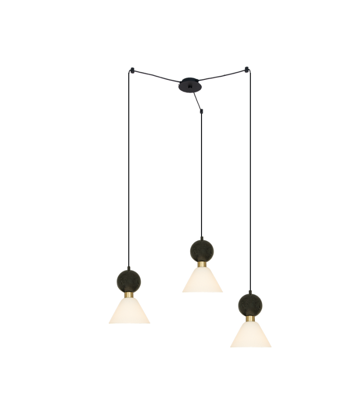 Galara Cone Cluster Pendant Ceiling Light Sandy Black-Brass-Black Marble 3XE14-1