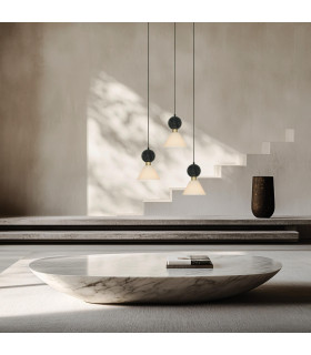 Galara Cone Cluster Pendant Ceiling Light Sandy Black-Brass-Black Marble 3XE14-2