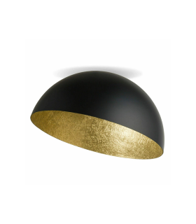Maris 50cm Semi Flush Ceiling Light Black Matt - Golden Leaf 1ΧΕ27-1