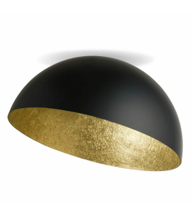 Maris 70cm Semi Flush Ceiling Light Black Matt - Golden Leaf 1ΧΕ27-1