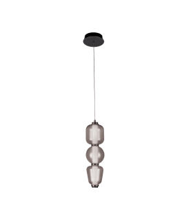 Eluna Slim Pendant Ceiling Light Black Matt-Smoked Glass LED 3000K-1