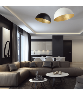 Maris 70cm Semi Flush Ceiling Light White Matt - Golden Leaf 1ΧΕ27-2
