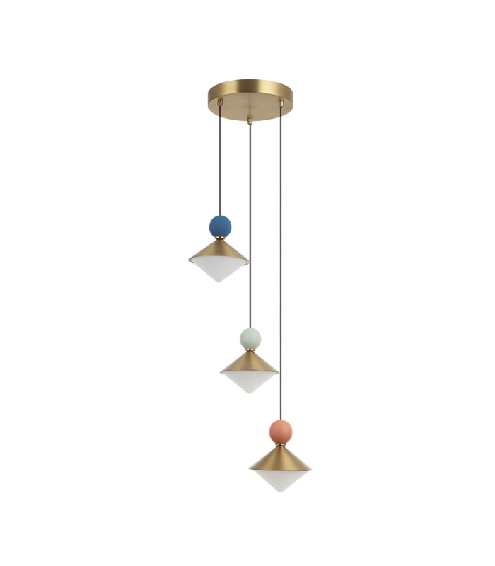 Radiant 3 Light Cluster Pendant Ceiling Light Brass-Beige Red-Pastel Grey Greenpastel Blue LED 3000K Dimmable-1