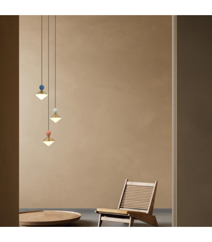 Radiant 3 Light Cluster Pendant Ceiling Light Brass-Beige Red-Pastel Grey Greenpastel Blue LED 3000K Dimmable-2