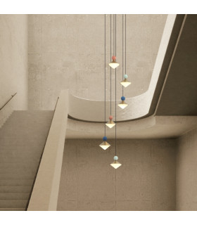 Radiant 6 Light Cluster Pendant Ceiling Light Brass-Beige Red-Pastel Grey Greenpastel Blue LED 3000K Dimmable-2