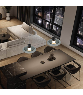 Eclipse Dome Pendant Ceiling Light Sandy Black-Smoked Glass LED 3000K Dimmable-2