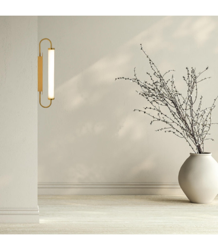 Zambelis Integrated Led Wall Lamp Brushed Brass-Opal Glass LED 3000K Dimmable-2