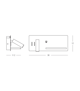 Zambelis Reading Wall Light Black Usb & Wireless Chargers Left LED 3000K-2