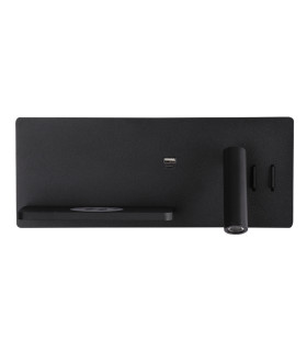 Zambelis Reading Wall Light Black Usb & Wireless Chargers Right LED 3000K-1