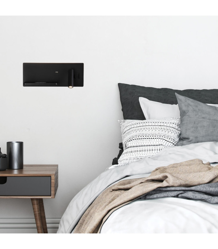 Zambelis Reading Wall Light Black Usb & Wireless Chargers Right LED 3000K-2