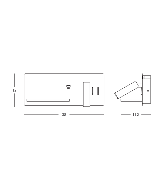 Zambelis Reading Wall Light Black Usb & Wireless Chargers Right LED 3000K-5
