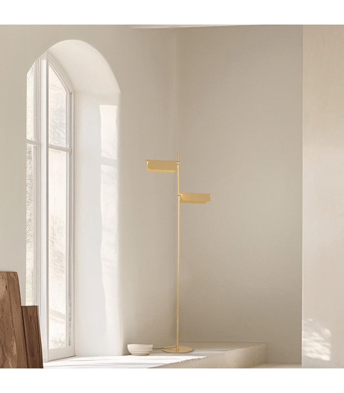Banker Multi Arm Floor Lamp Brushed Gold LED 3000K 3 Step Dimming-2