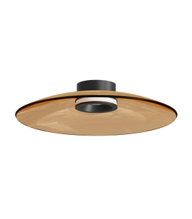 Aerisca 50cm Integrated Led Semi Flush Ceiling Light Black Matt-Tawny Glass LED 2700-3000K Dimmable-1