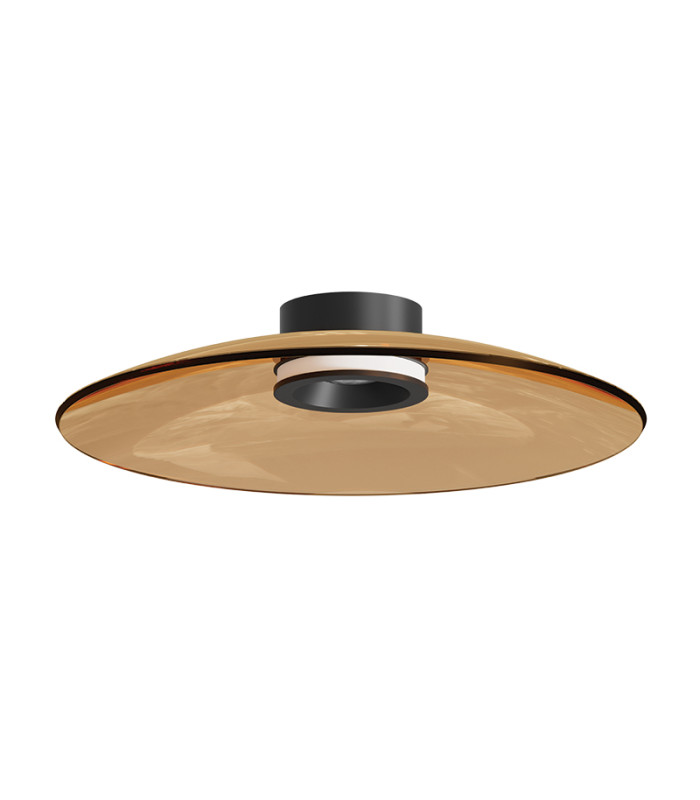 Aerisca 50cm Integrated Led Semi Flush Ceiling Light Black Matt-Tawny Glass LED 2700-3000K Dimmable-1