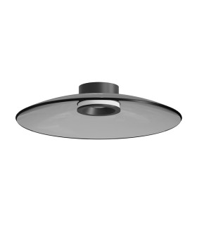 Aerisca 50cm Integrated Led Semi Flush Ceiling Light Black Matt-Smoked Glass LED 2700-3000K Dimmable-1