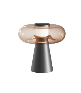 Aerisca 35cm Table Lamp Black Matt-Tawny Glass LED 3000K Dimmable-1