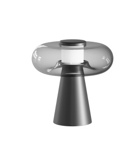 Aerisca 35cm Table Lamp Black Matt-Smoked Glass LED 3000K Dimmable-1