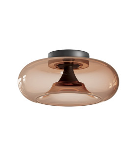 Aerisca 35cm Bowl Semi Flush Ceiling Light Black Matt-Tawny Glass LED 2700-3000K Dimmable-1