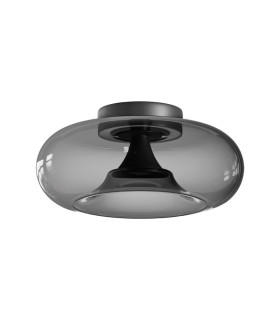 Aerisca 35cm Bowl Semi Flush Ceiling Light Black Matt-Smoked Glass LED 2700-3000K Dimmable-1