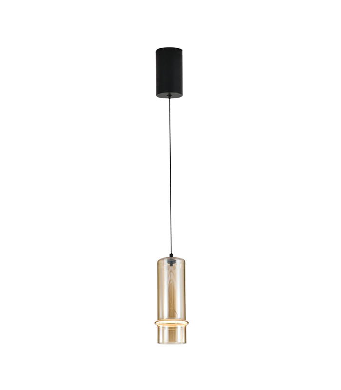 Louvaras 
Slim Pendant Ceiling Light Sandy Black-Champagne Glass LED 3000K Dimmable-1