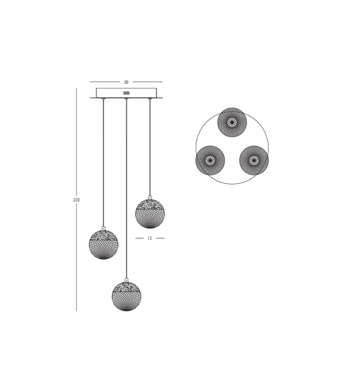 Athera 3 Light Cluster Pendant Ceiling Light Gold LED 3000K Dimmable-4