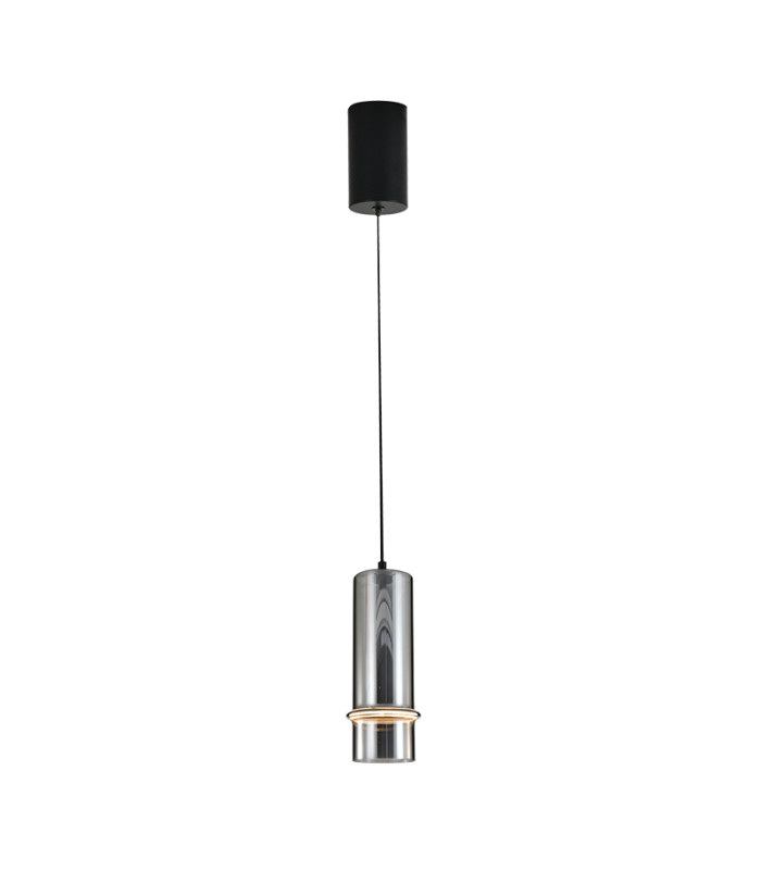 Louvaras 
Slim Pendant Ceiling Light Sandy Black-Smoked Glass LED 3000K Step Dimming-1