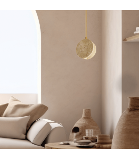 Myrien Slim Pendant Ceiling Light Natural Stone-Gold LED 3000K-2
