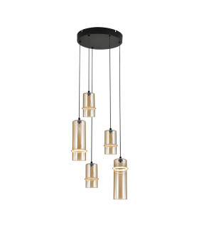 Louvaras 
Cluster Pendant Ceiling Light Sandy Black-Champagne Glass LED 3000K Step Dimming-1