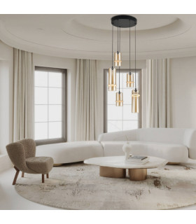 Louvaras 
Cluster Pendant Ceiling Light Sandy Black-Champagne Glass LED 3000K Step Dimming-2