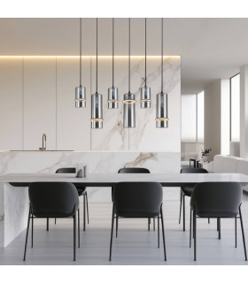 Louvaras 
Bar Pendant Ceiling Light Sandy Black-Smoked Glass LED 3000K Dimmable-2