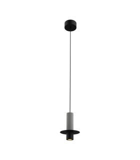 Zambelis Slim Pendant Ceiling Light Black Matt-Natural Concrete LED 3000K-1
