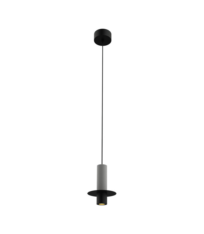 Zambelis Slim Pendant Ceiling Light Black Matt-Natural Concrete LED 3000K-1