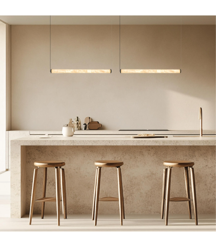 Malia 69.4cm Bar Pendant Ceiling Light Sandy Black-Natural Alabaster LED 3000K-2