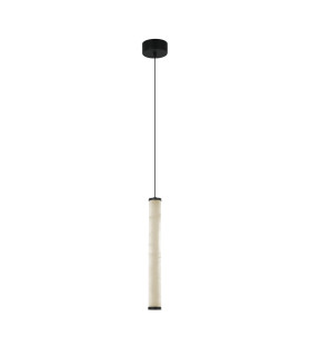 Malia 37.4cm Slim Pendant Ceiling Light Sandy Black-Natural Alabaster LED 3000K Dimmable-1