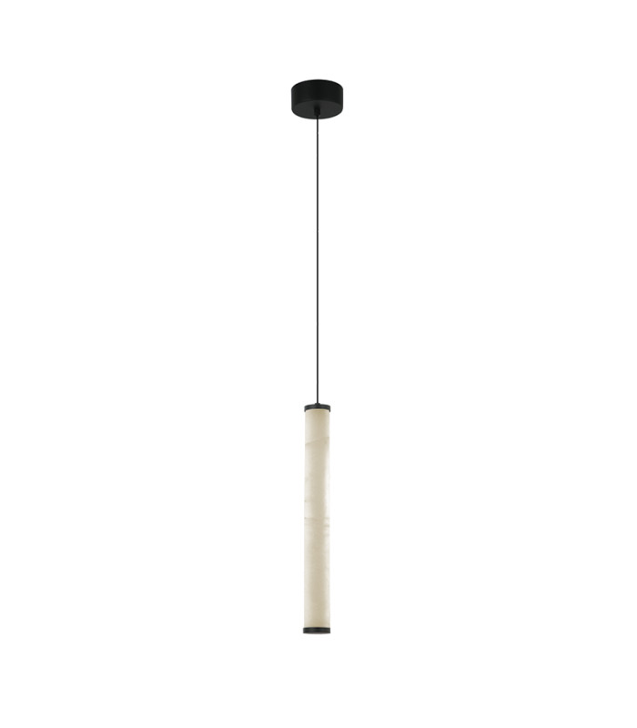 Malia 37.4cm Slim Pendant Ceiling Light Sandy Black-Natural Alabaster LED 3000K Dimmable-1