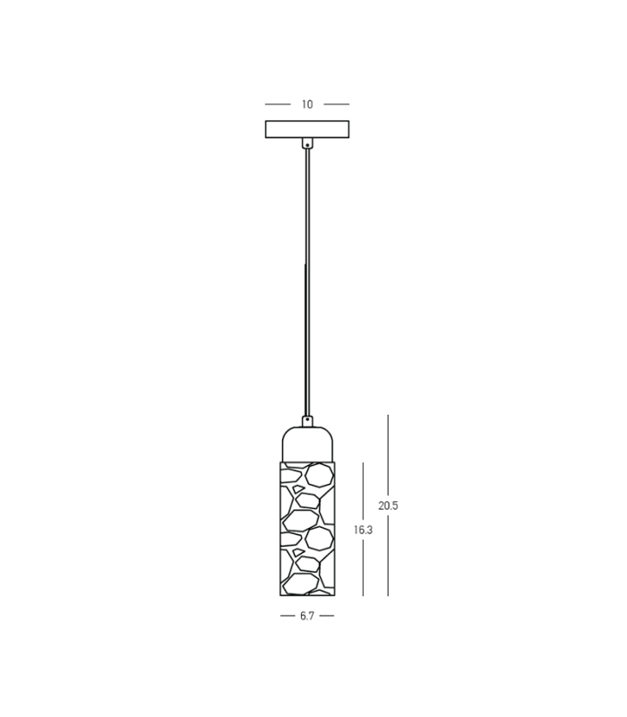 Zambelis Slim Pendant Ceiling Light Natural Stone-Brown Wood 1xGU10-4