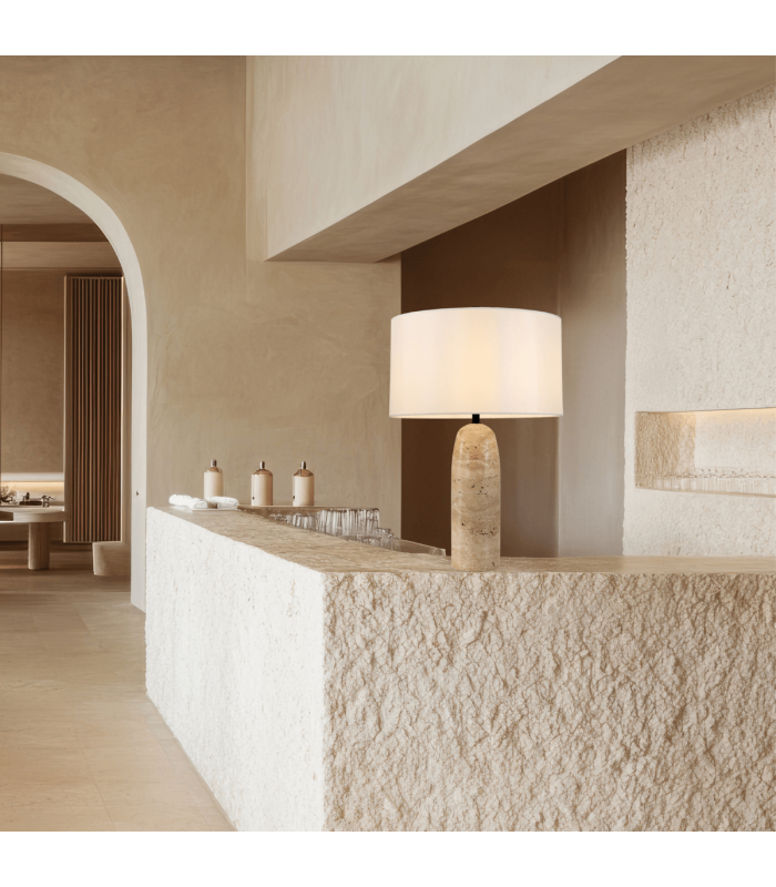 Althea Table Lamp With Round Shade Natural Stone 1xE27-2