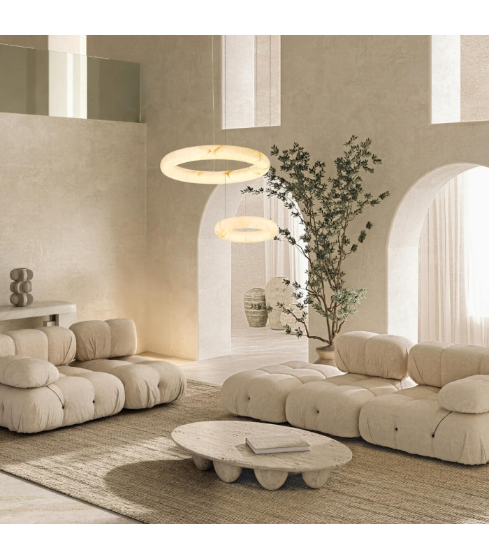 Mandra 49cm Pendant Ceiling Light Brass-Natural Alabaster LED 3000K Dimmable-2