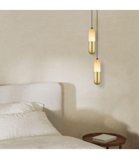 Liora 5cm Slim Pendant Ceiling Light Brass-Natural Alabaster LED 3000K Dimmable-2
