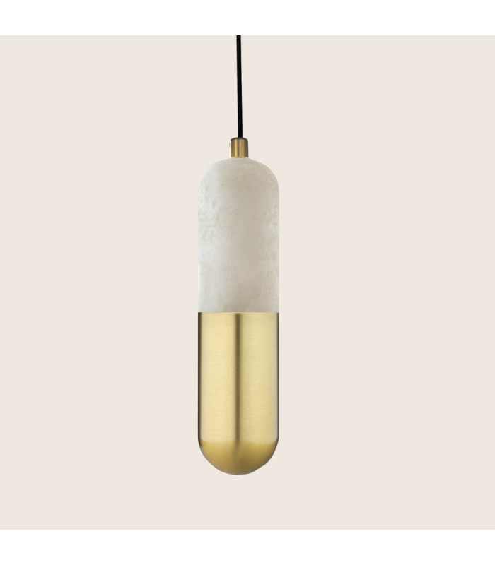 Liora 5cm Slim Pendant Ceiling Light Brass-Natural Alabaster LED 3000K Dimmable-3