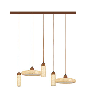 Valtia Bar Pendant Ceiling Light Natural Stone-Brown Wood LED 3000K-1