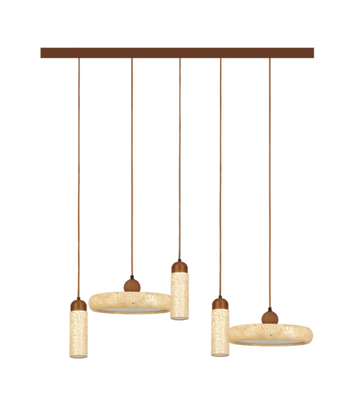 Valtia Bar Pendant Ceiling Light Natural Stone-Brown Wood LED 3000K-1