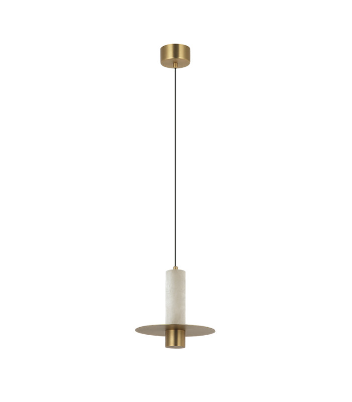Liora 20cm Slim Pendant Ceiling Light Brass-Natural Alabaster LED 3000K Dimmable-1