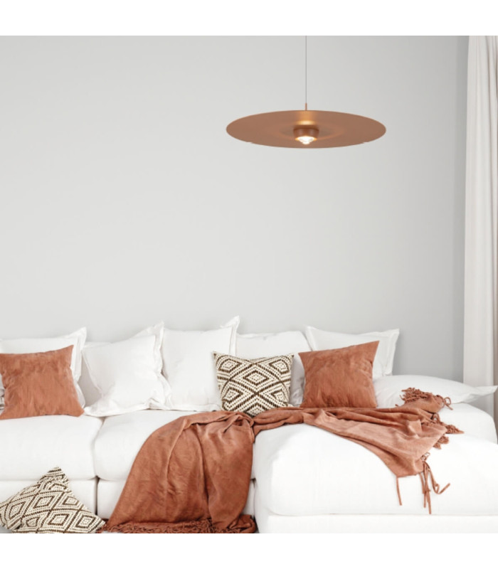 Kapedes 35cm Dome Pendant Ceiling Light Sandy Brick Red LED 3000K Dimmable-2