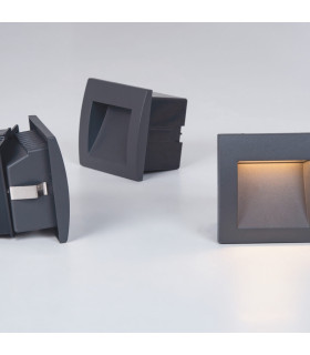 Banya Square Outdoor Recessed Wall Lamp Graphite LED 3000K IP65-2