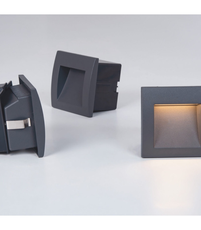 Banya Square Outdoor Recessed Wall Lamp Graphite LED 3000K IP65-2