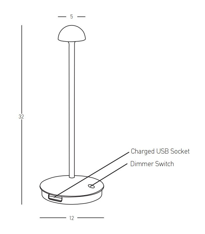 Vega Outdoor Portable Lamp Black Matt LED 3000K IP54 Dimmable-5