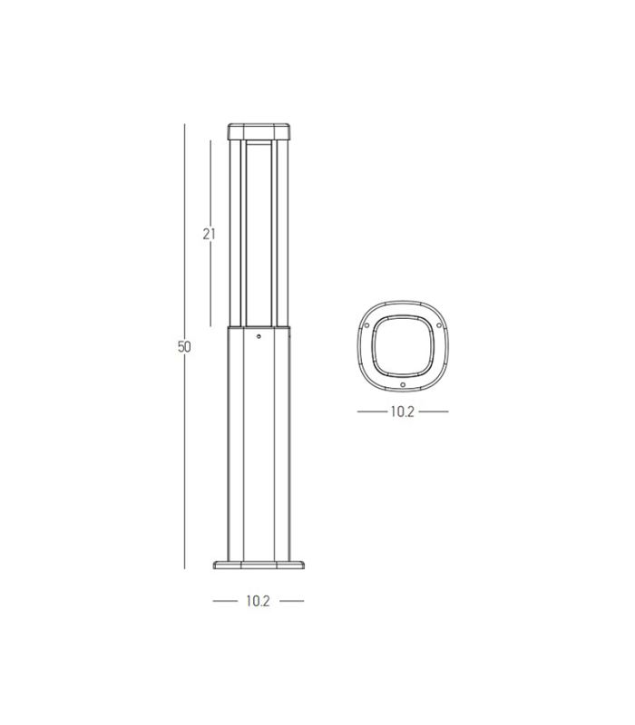 Zambelis 10.2cm Outdoor Bollard Graphite LED 3000K IP54 7W-3